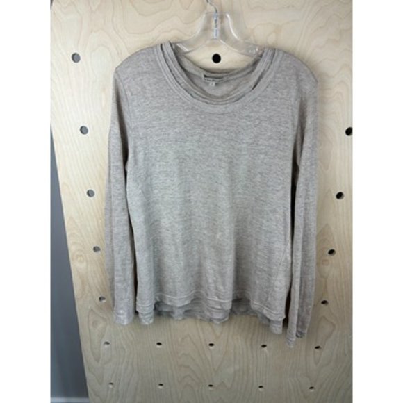 Vlas Blomme Sweaters - Vlas Blomme Gray Long Sleeve Round Neck Classic Linen Pullover Sweater Size 1